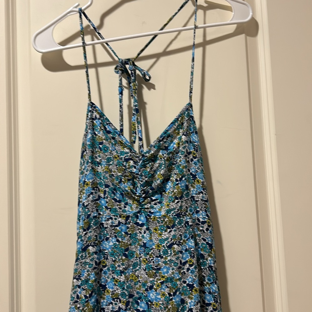 Wild fable womens floral mini sundress adjustable spaghetti straps size XXL blue